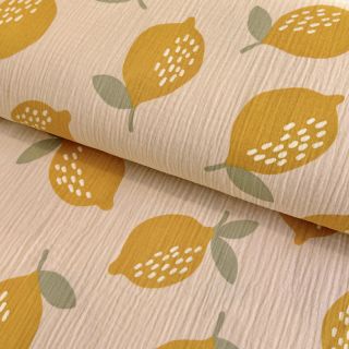 Muślin double gauze Lemons sand