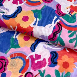Bawełniana tkanina Unicorns multi digital print