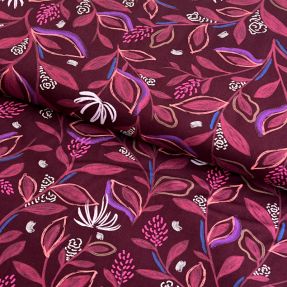 Bawełniana tkanina Leaves bordeaux digital print