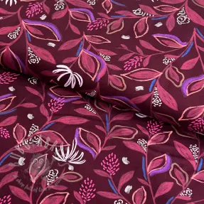 Bawełniana tkanina Leaves bordeaux digital print
