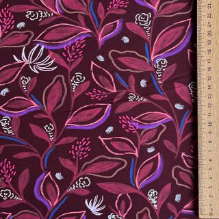 Bawełniana tkanina Leaves bordeaux digital print
