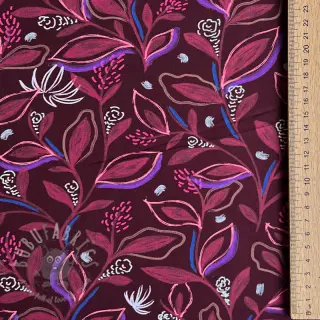 Bawełniana tkanina Leaves bordeaux digital print