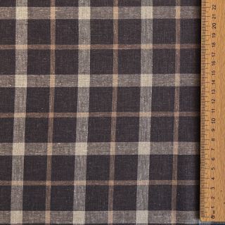 Tkanina wiskozowa z lnem YARN DYED Block brown