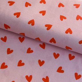 Bawełniana tkanina FLANNEL Hearts pink