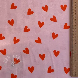 Bawełniana tkanina FLANNEL Hearts pink
