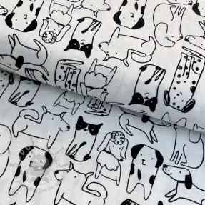 Bawełniana tkanina FLANNEL Dogs off white