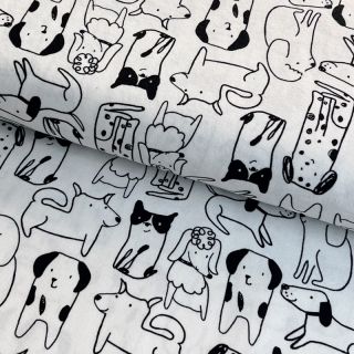 Bawełniana tkanina FLANNEL Dogs off white