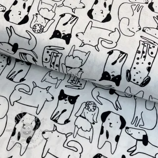 Bawełniana tkanina FLANNEL Dogs off white