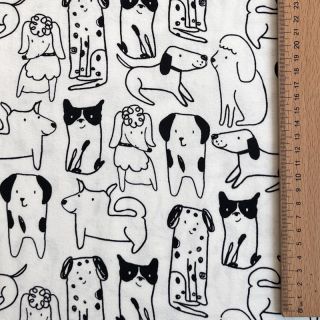 Bawełniana tkanina FLANNEL Dogs off white