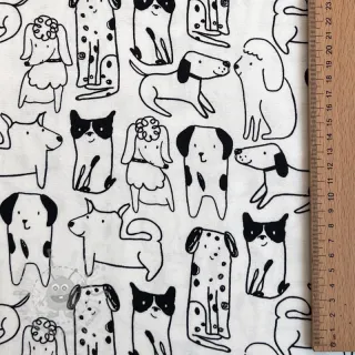 Bawełniana tkanina FLANNEL Dogs off white