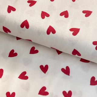 Bawełniana tkanina FLANNEL Hearts off white