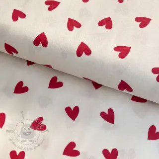 Bawełniana tkanina FLANNEL Hearts off white