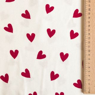 Bawełniana tkanina FLANNEL Hearts off white