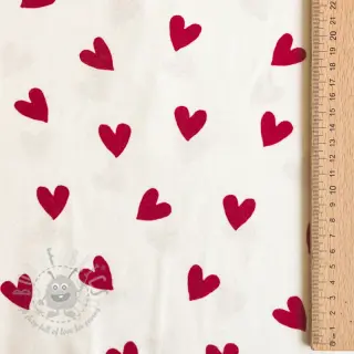 Bawełniana tkanina FLANNEL Hearts off white