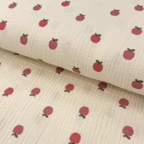 Muślin double gauze Fruits apple natural