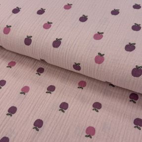 Muślin double gauze Fruits apple soft rose