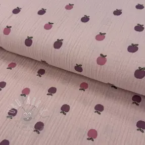 Muślin double gauze Fruits apple soft rose