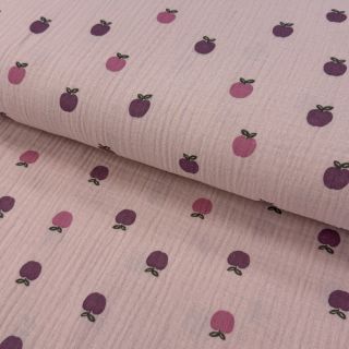 Muślin double gauze Fruits apple soft rose