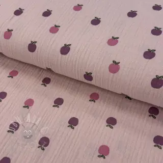 Muślin double gauze Fruits apple soft rose
