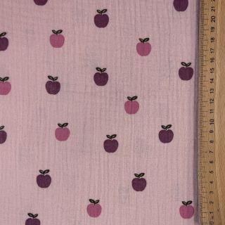 Muślin double gauze Fruits apple soft rose