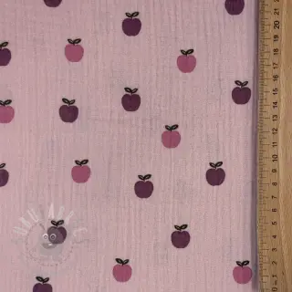Muślin double gauze Fruits apple soft rose