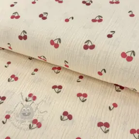 Muślin double gauze Fruits cherry natural