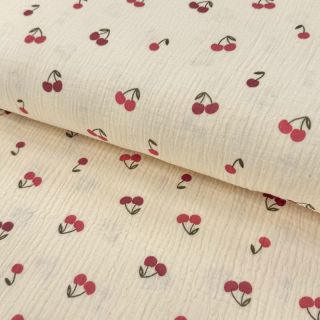 Muślin double gauze Fruits cherry natural