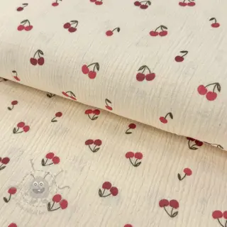 Muślin double gauze Fruits cherry natural