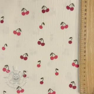 Muślin double gauze Fruits cherry natural