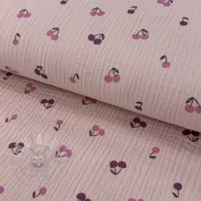 Muślin double gauze Fruits cherry soft rose
