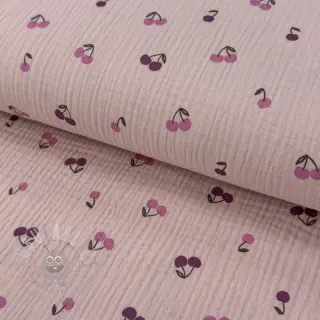 Muślin double gauze Fruits cherry soft rose
