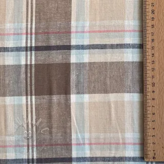 Tkanina wiskozowa z lnem YARN DYED Checks taupe