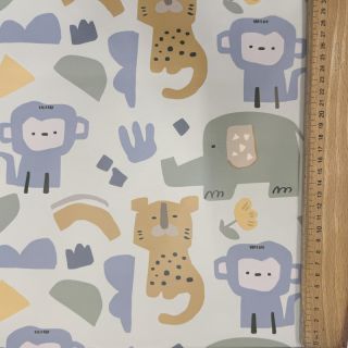 Tkanina przeciwdeszczowa Safari animals ecru