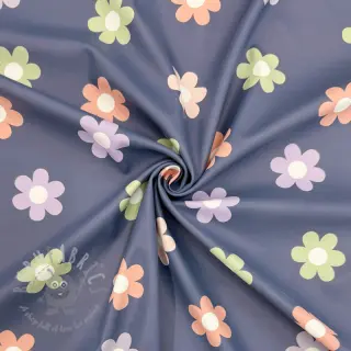 Tkanina przeciwdeszczowa Flowers jeans