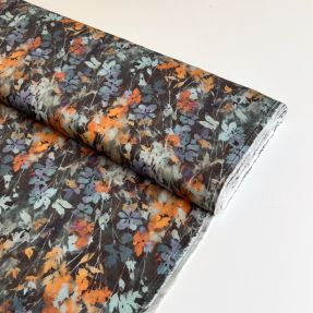 Wiskoza SATIN Flowie Kin black digital print
