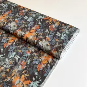 Wiskoza SATIN Flowie Kin black digital print