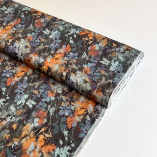 Wiskoza SATIN Flowie Kin black digital print