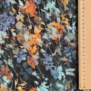 Wiskoza SATIN Flowie Kin black digital print