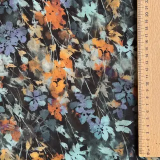 Wiskoza SATIN Flowie Kin black digital print