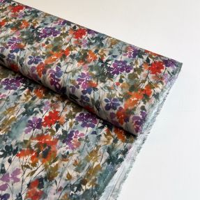 Wiskoza SATIN Flowie Kin off white digital print