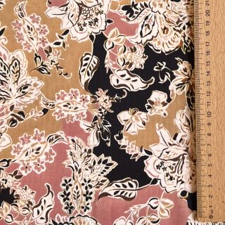 Wiskoza SATIN Flowie Noe black digital print