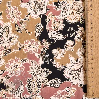 Wiskoza SATIN Flowie Noe black digital print