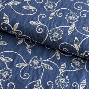 Bawełna JEANS EMBROIDERY Flowers
