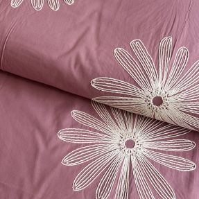 Bawełniana tkanina EMBROIDERY Flowie mauve