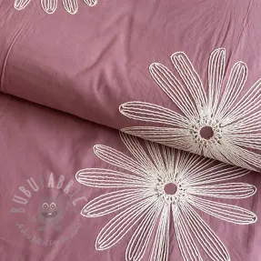 Bawełniana tkanina EMBROIDERY Flowie mauve