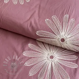 Bawełniana tkanina EMBROIDERY Flowie mauve