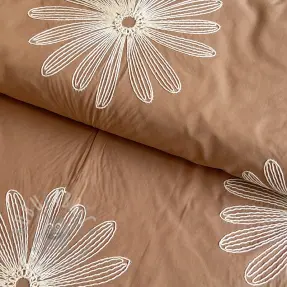 Bawełniana tkanina EMBROIDERY Flowie cinnamon