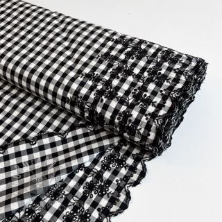 Bawełniana tkanina Checks black white 1-side border