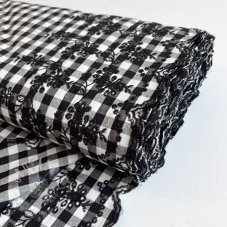 Bawełniana tkanina Checks black white 1-side border