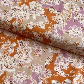Wiskoza SATIN Flowie Noe orange digital print